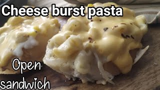 #cheese#burst#pasta#sandwich|restaurant style pasta open sandwiches