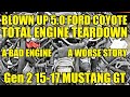 15-17 Ford Mustang 5.0 Coyote BLOWN ENGINE Teardown. A Core With a Story You