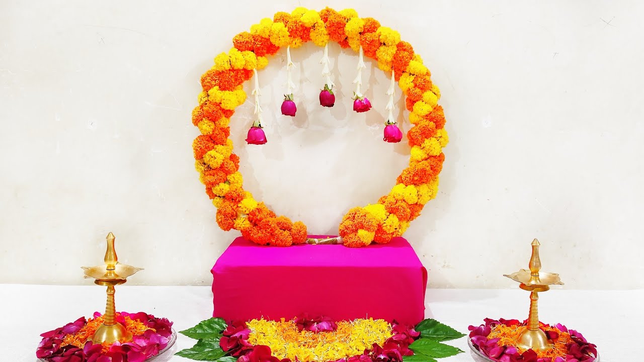 Quick Pooja background decoration || simple background decoration for Any  pooja occasion. - YouTube