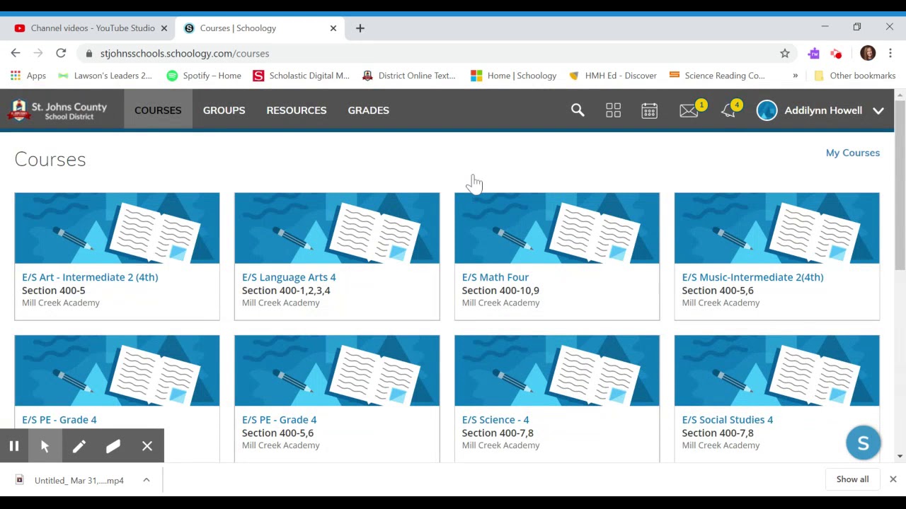 Students Schoology Organizing Your Courses Page - YouTube