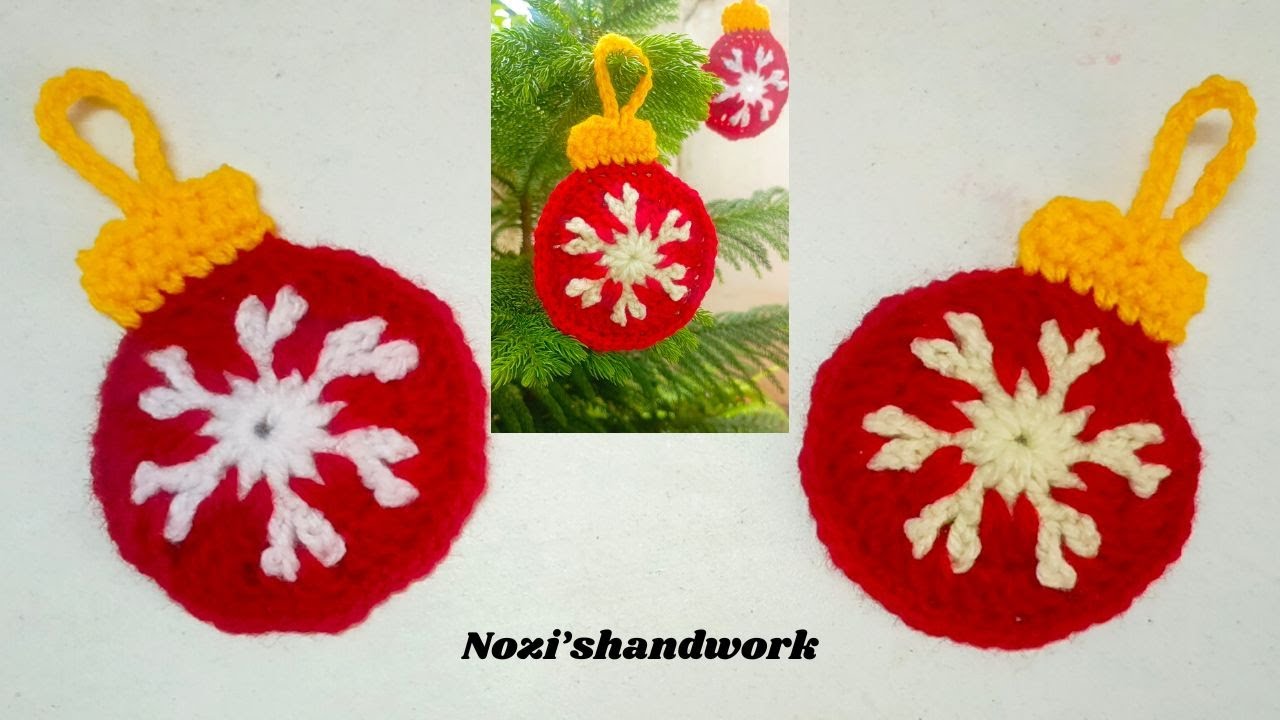 Easy Crochet a Christmas Tree Decoration Ball in Tamil | Christmas Ornament ,decoration- [Eng sub]