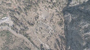 A-Log. Delphi, Greece. Ruins of the ancient city of Delphi. Sunny weather in the morning, Summer, Ae