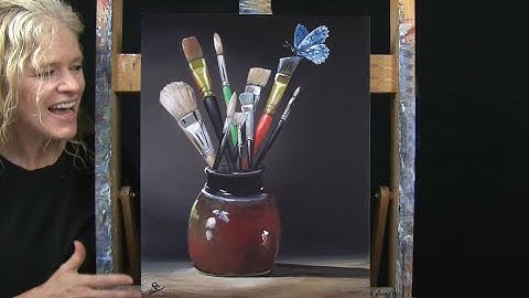 Learn How to Draw and Paint with Acrylics "PAINT BRUSHES AND BUTTERFLY" Beginner Tutorial-Time Lapse