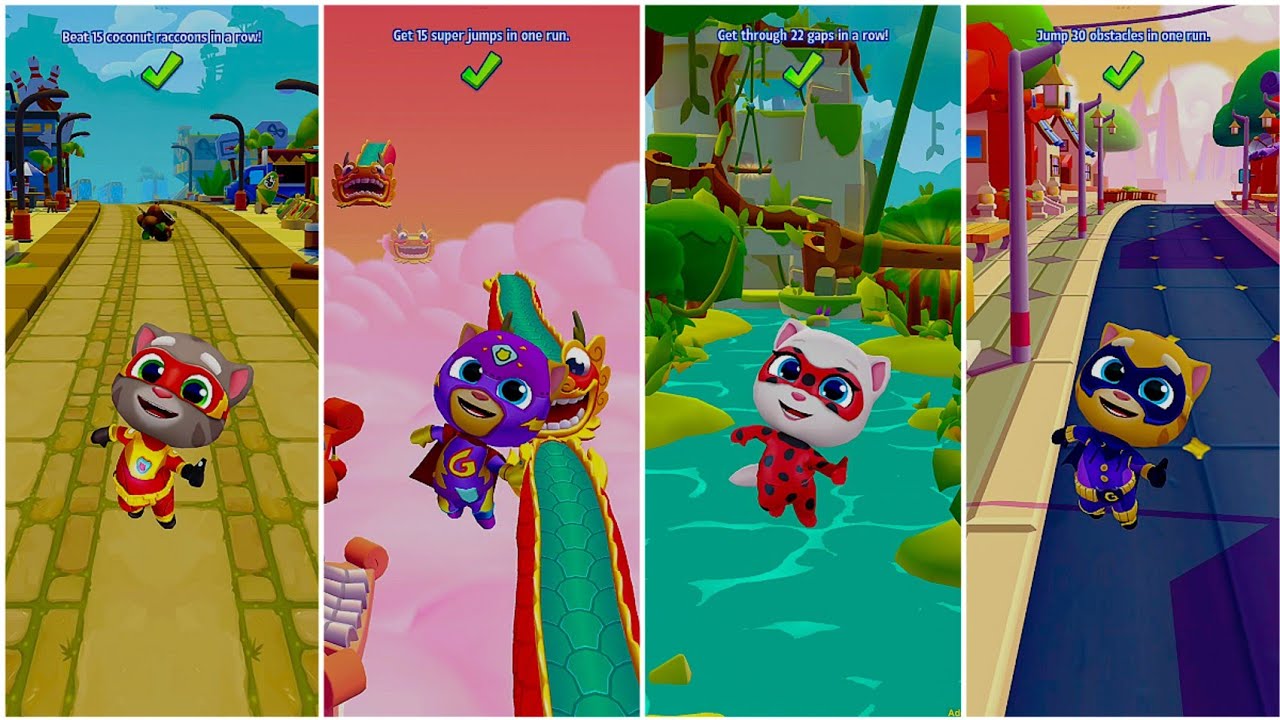 Talking Tom Hero Dash Super Tom, Super Ben, Super Angela, Super Hank, RabiaGameplay