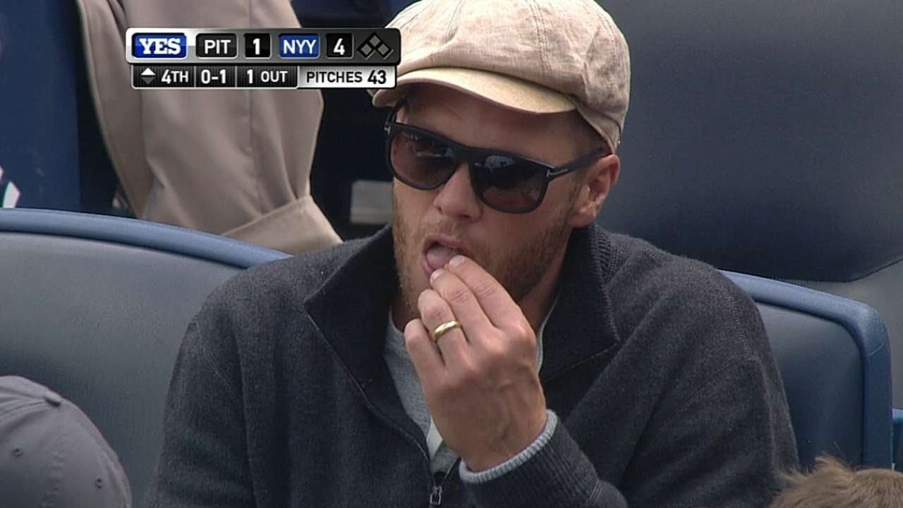 tom brady smoking cigarette Brady attends Yankees-Pirates in the Bronx