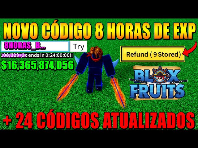 CORRE!! TODOS OS 24 CÓDIGOS SECRETOS DE FRUTAS GRÁTIS NO BLOX FRUITS  (roblox) 