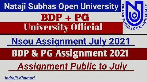 [ NSOU Assignment July 2021 ] BDP & PG Assignment 2021 || Nsou BDP & PG Assignment Update 2021 ||