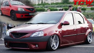 Dacia Logan Bagged on Vossen CV3-R Rims Before and After by Kinder