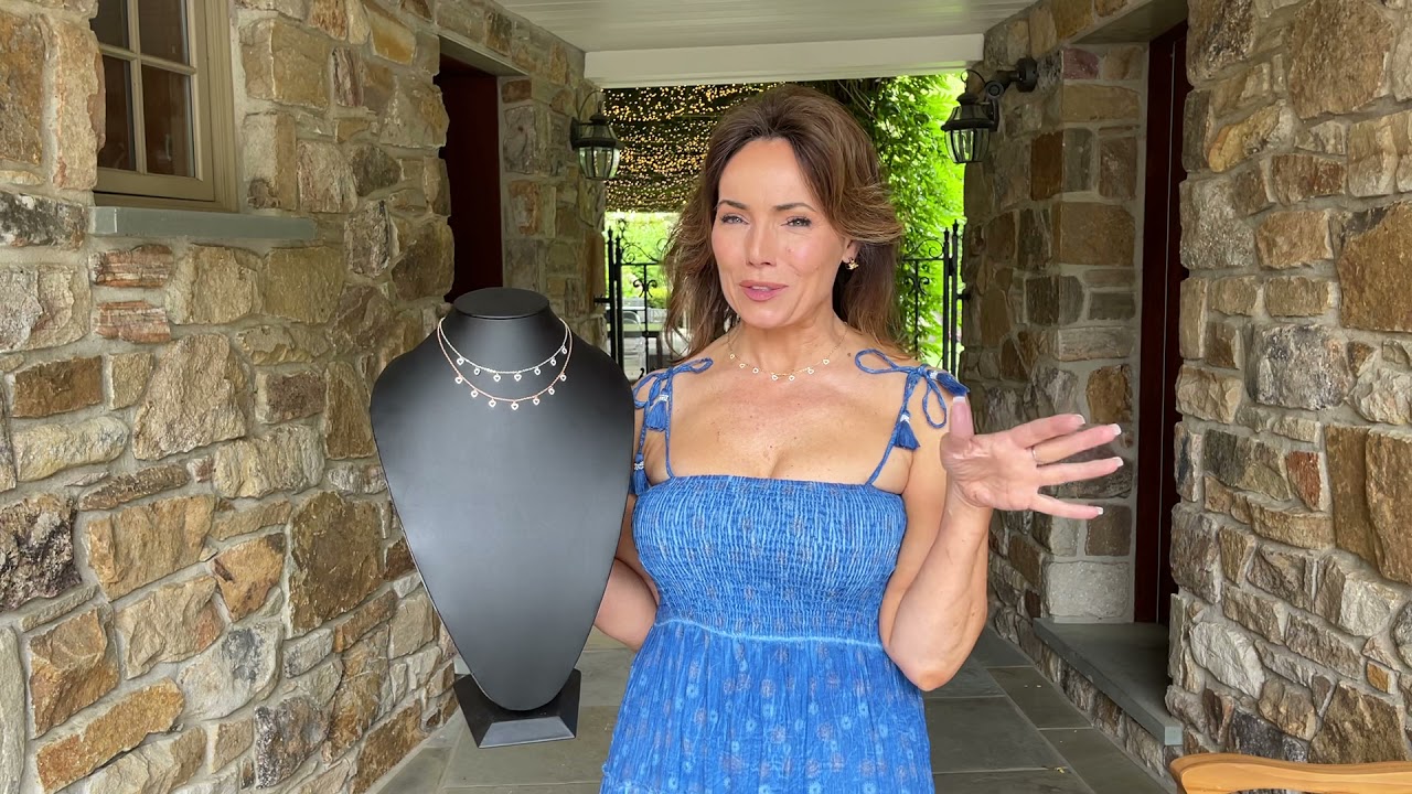 Italian Fringe Pave Heart Drop Necklace