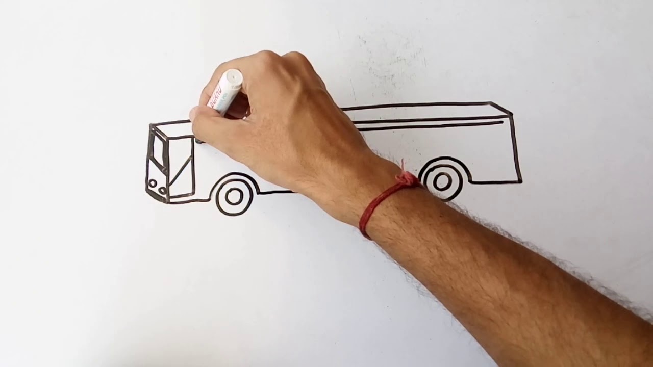 How to draw Bus / Bus ka Chitra kaise banaye - YouTube