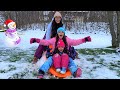 Fun Snow Sliding Game Challenge with my Family!! *funny*