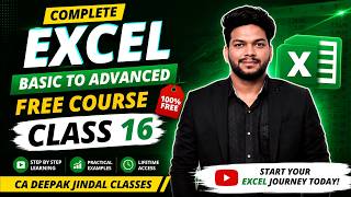Excel Complete Course FREE 🔥 | Basic to Advanced Excel in Hindi | Class 16