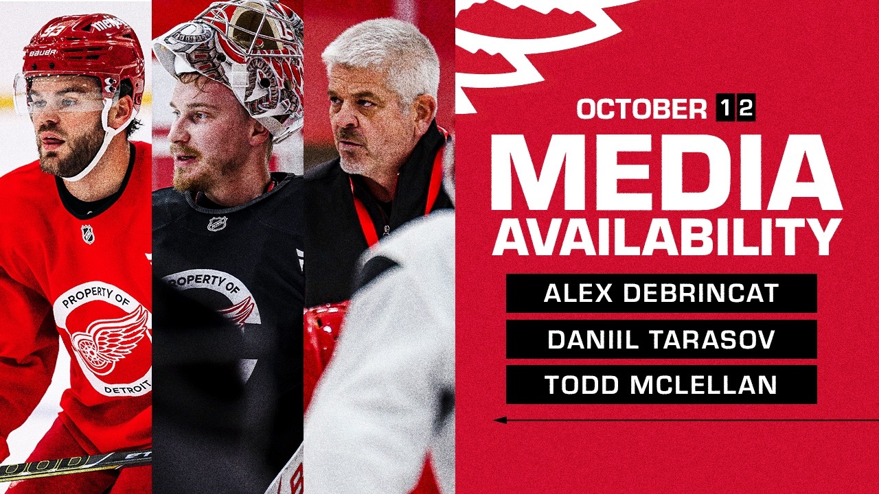 Alex DeBrincat, Danil Tarasov, Todd McLellan Practice Media | Oct. 12, 2026