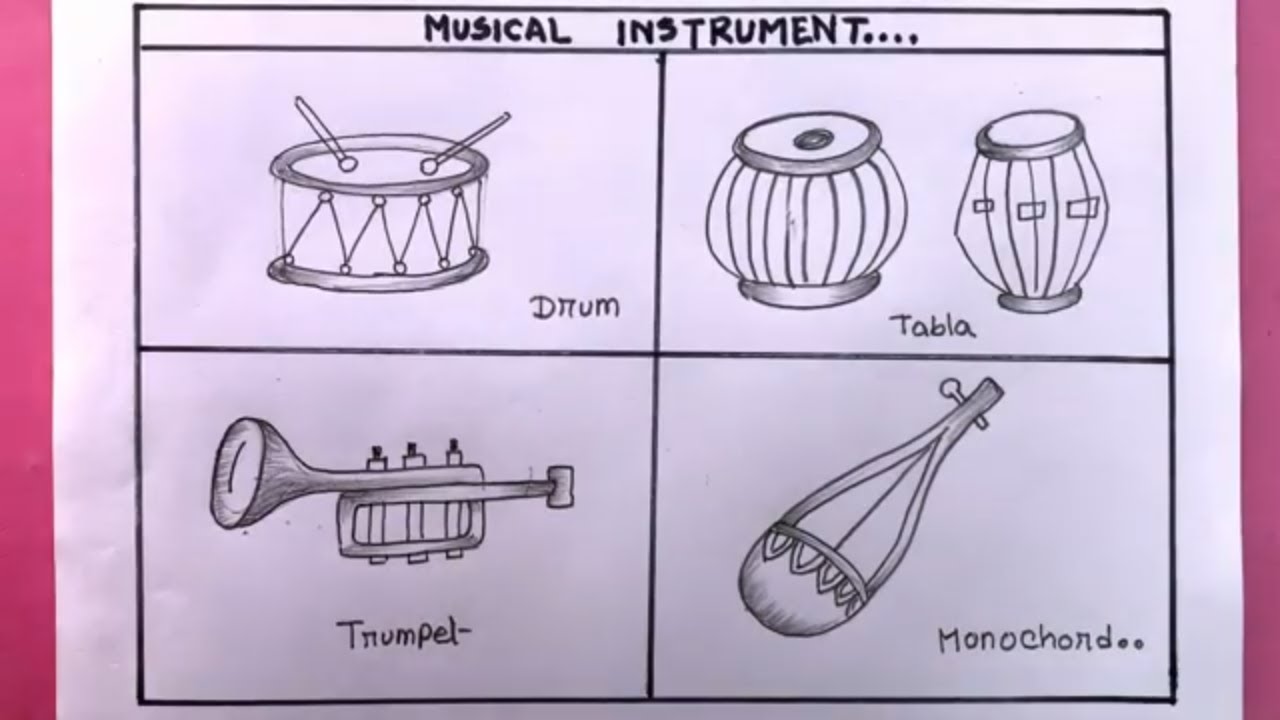 How To Draw Musical Instruments How To Draw Musical Instrument Step By Step/Musical Instrument Drawing ...