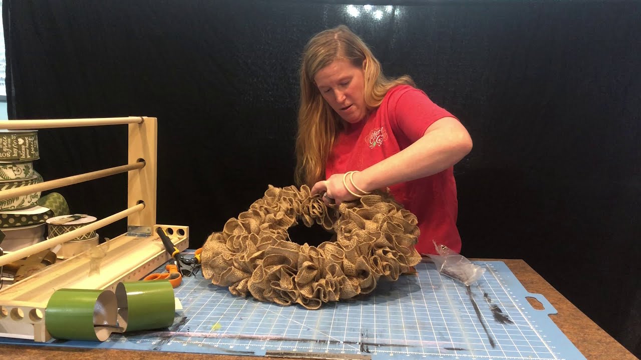 how to make a Burlap ruffle wreath - YouTube