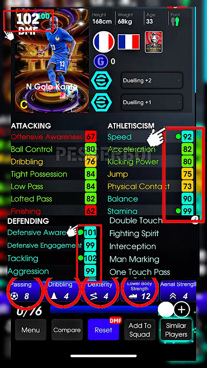 BEST TRAINING GUIDE FOR N’GOLO KANTE 102 LEVEL. #efootball #training #ngolokante #ngolokanté