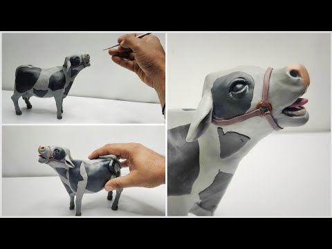 🔥Amazing sculpture: Learn how to make an adorable cow out of clay