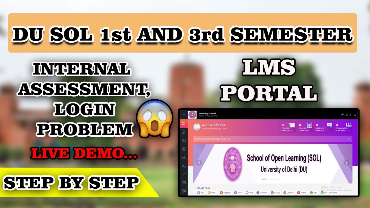 Sols Sign In SOL 1st and 3rd Sem Internal Assessment Live Procedure I LMS portal I ...