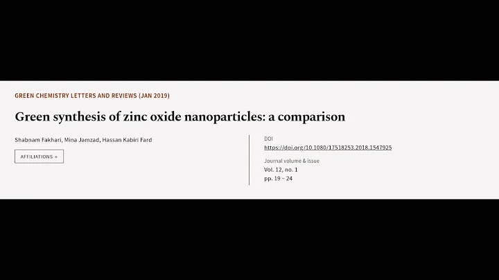Green synthesis of zinc oxide nanoparticles: a comparison | RTCL.TV