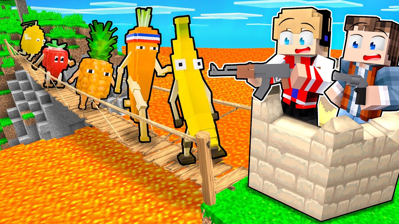 VOCÊ CONSEGUE DEFENDER A BASE CONTRA A INVASÃO DE FRUTAS NO MINECRAFT?
