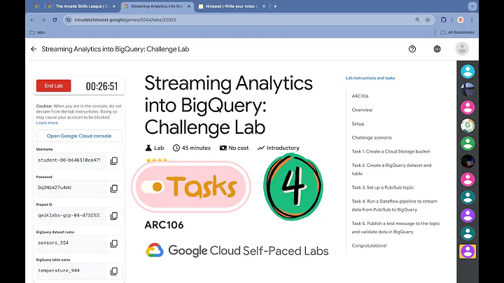 [TASK 4] Streaming Analytics into BigQuery: Challenge Lab #qwiklabs || #ARC106 | With Explanation🗣️]