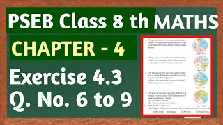 PSEB Class 8 Maths Chapter 4 Exercise 4.3 | Questions 6 to 9 | Pie Chart Solutions | English medium