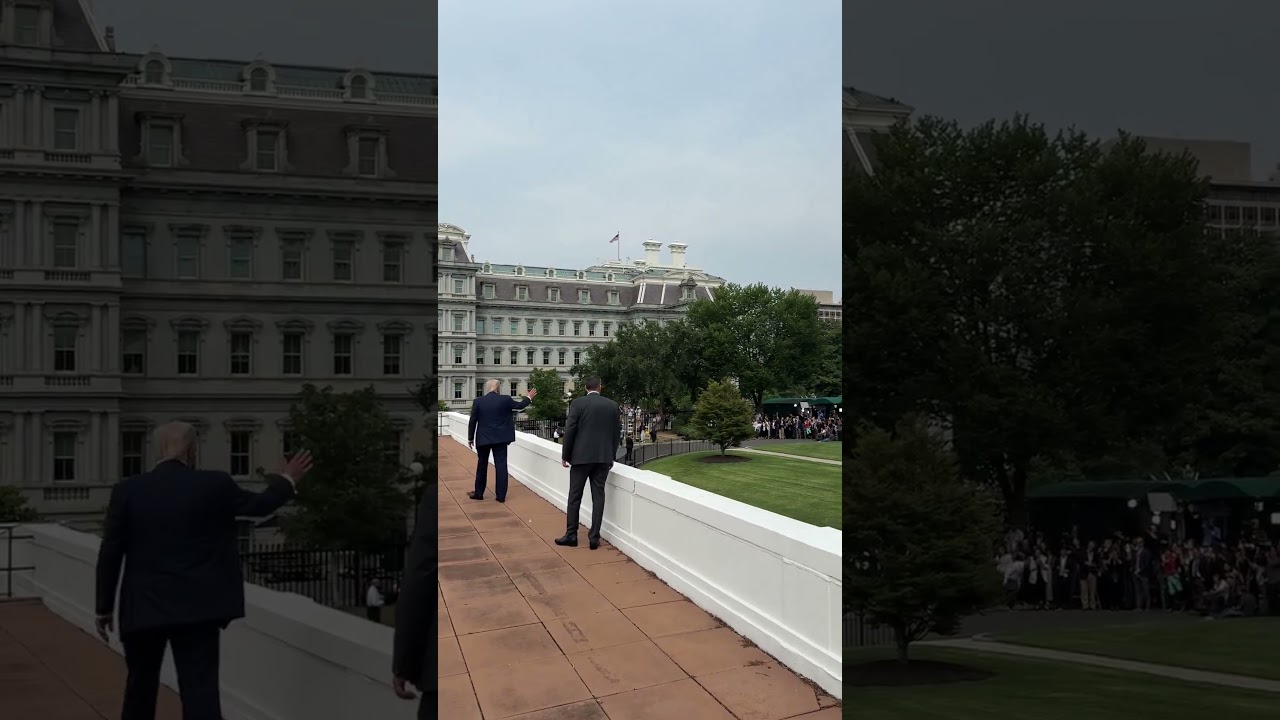 President Donald Trump Takes Walk on Roof of White House