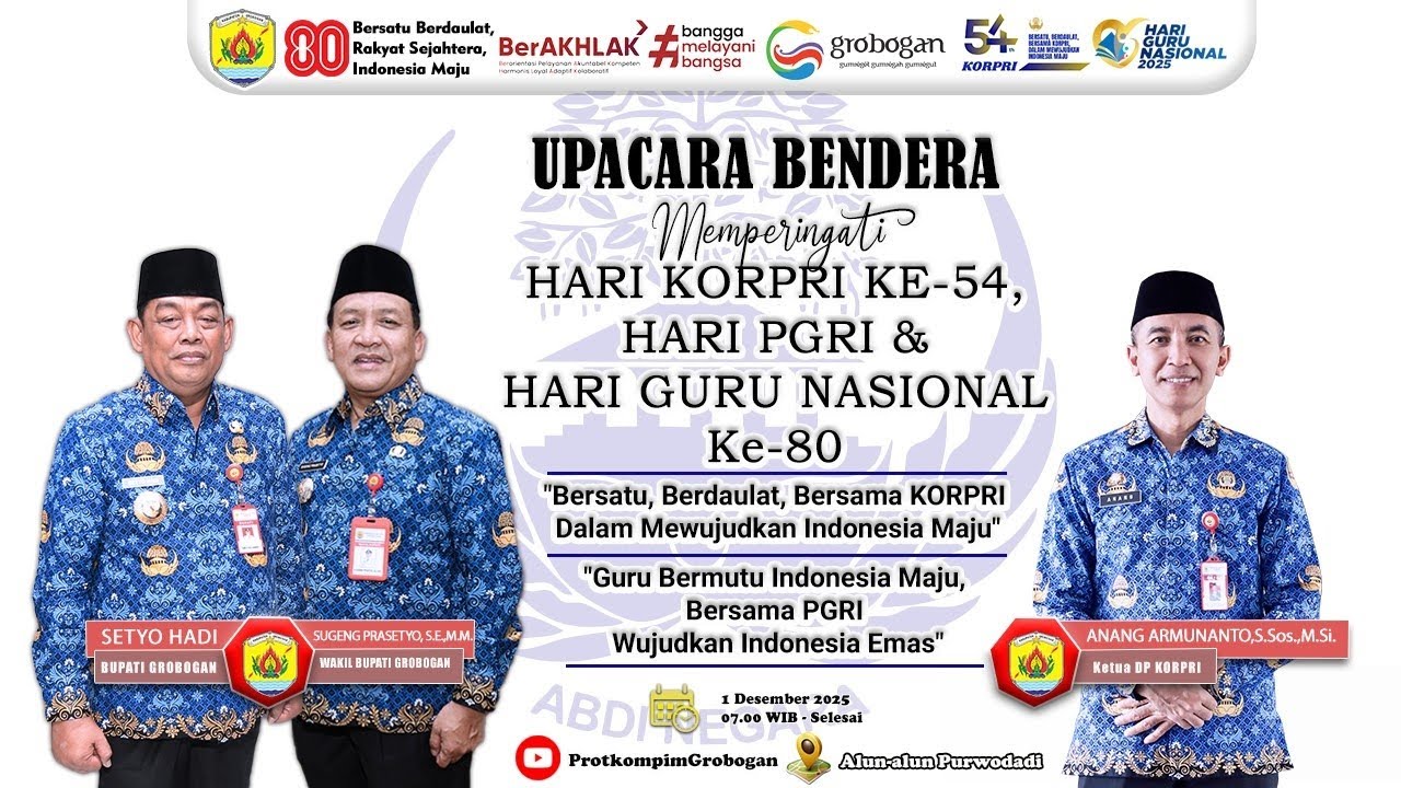 📡LIVE -SETDA : UPACARA PERINGATAN HARI KORPRI KE-54,HARI PGRI &HARI GURU NASIONAL Ke-80 | 1 DES 25
