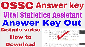 #Vital Statistics Assistant #Answer key Out go for scoring?#OSSC Details videos