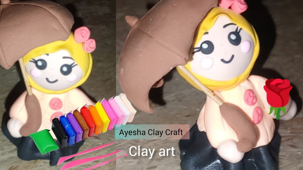 How to Make Cute Doll umbrella ☔| polymer clay Doll | tutorial | Clay Craft ideas