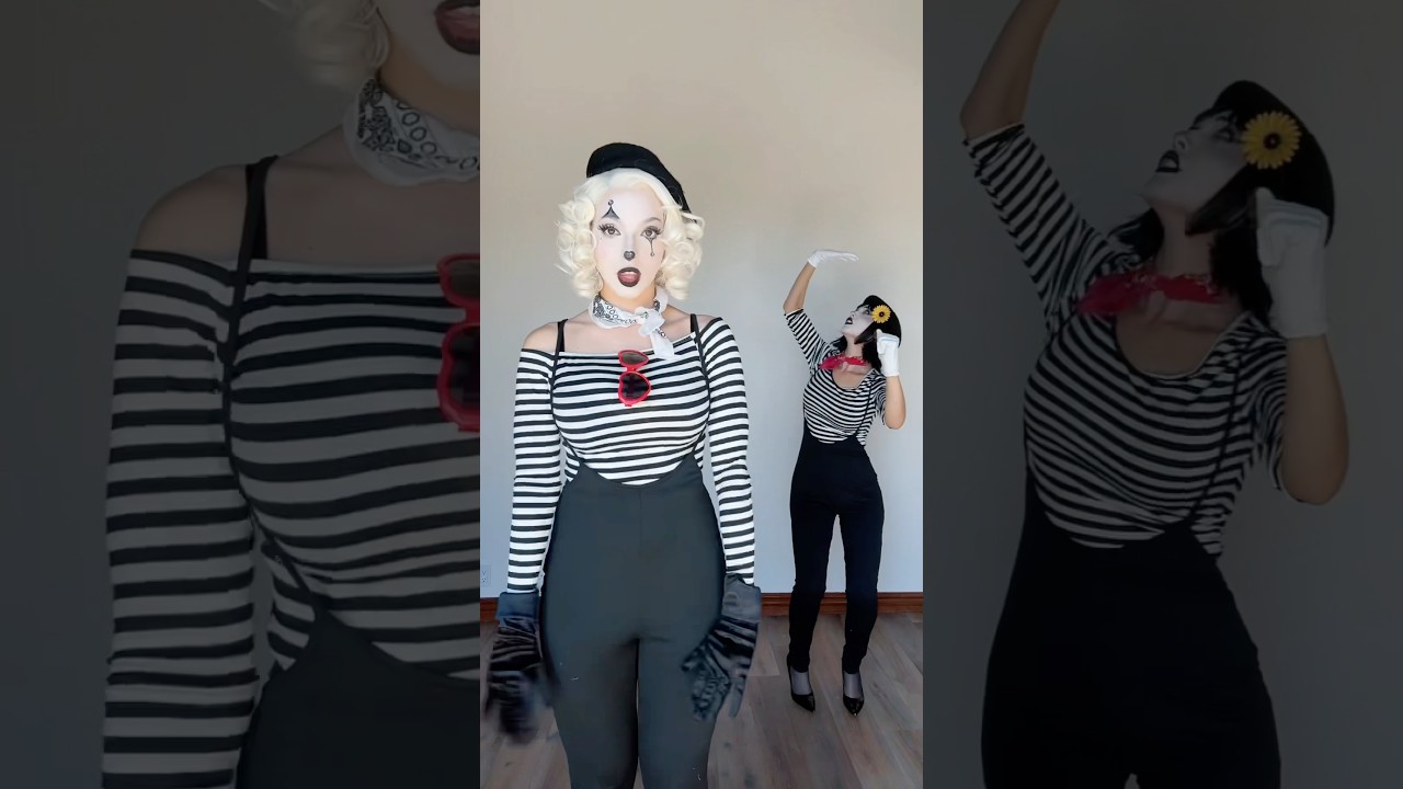 Mimes do a dance trend ​⁠@Candylion  #mime #cosplay #mimemakeup #halloween