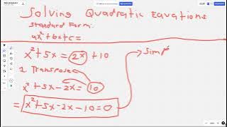 How to transform a quadratic equation to it's standard form.