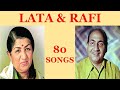 80 lata mangeshkar  mohammad rafi songs  evergreen romantic super hit duet songs  rafi lata hits