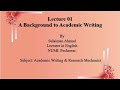 Lecture#00: A Background to Academic Writing