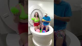 Surprise Egg Challenge Trick With Boyfriend In Worlds Largest Toilet Blue Pool