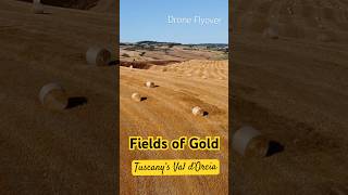 Tuscany - Fields of Gold in Val d’Orcia during Summer Harvest - Italy Drone views