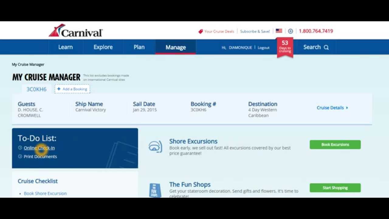 carnival cruise how to check in