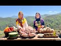 Rice stuffed with mushrooms and chicken biryani cooked in village