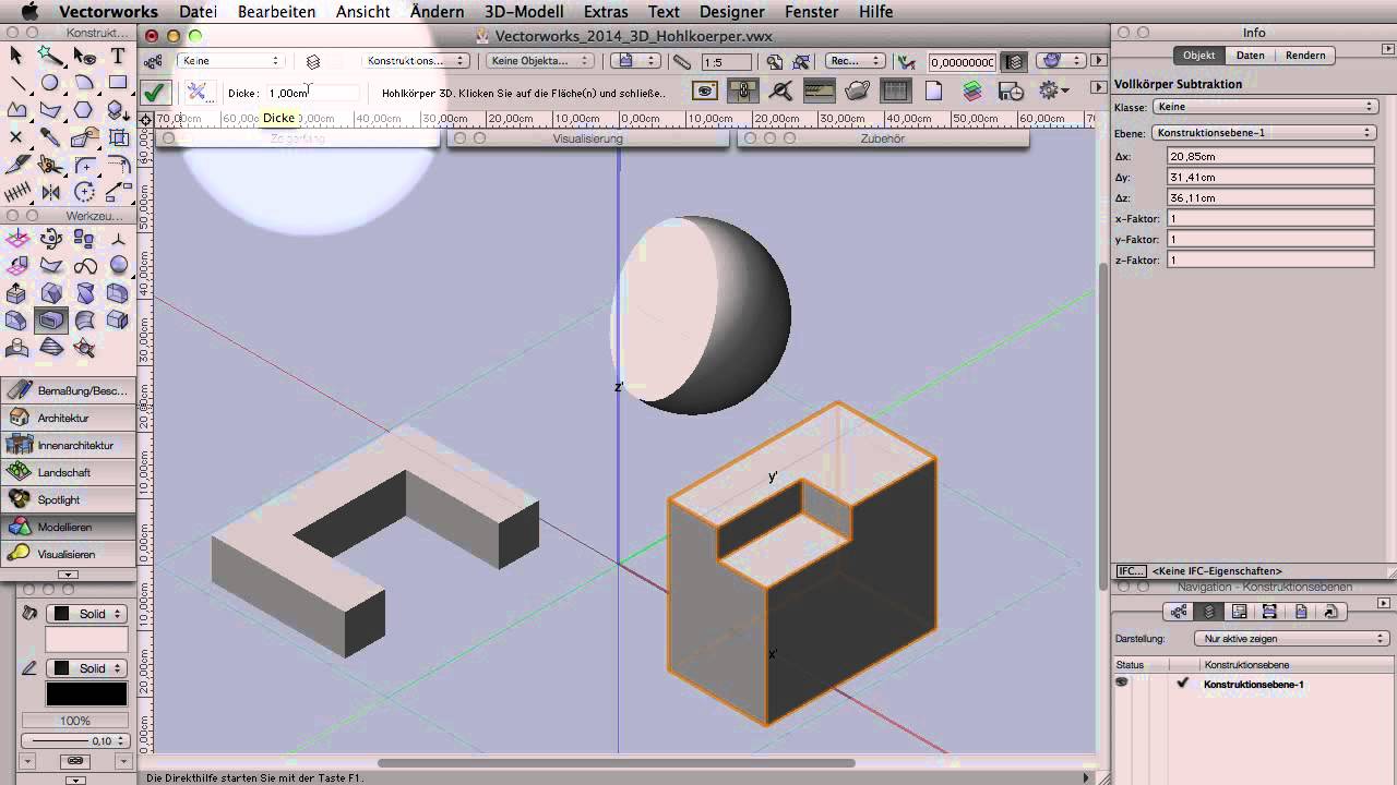vectorworks 2014 3d hohlkörper youtube vector works 2014