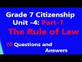 Grade 7 Citizenship Unit4 Part 1 The Rule Of Law Questions And Answers Grade 7 Citizenship Unit4 Part 1 The Rule Of Law Questions And Answers