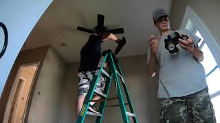 Harbor Breeze ceiling fan install  from start to finish!   Do it yourself and save!