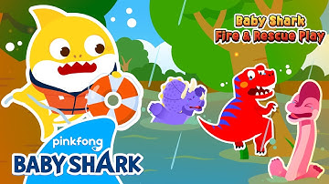 [⛈️NEW] HELP! Dinos in Rainstorm Danger! | Baby Shark Fire & Rescue Play | Baby Shark Official