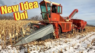 New Idea Uni Harvester Picking Corn