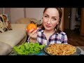 МУКБАНГ / МАКАРОНЫ С КУРИЦЕЙ В ОСТРОМ СОУСЕ / ОТВЕЧАЮ НА ВОПРОСЫ