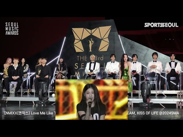 33rd SMA (Seoul Music Awards) idols reaction to NMIXX class=