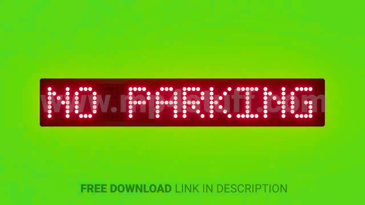 No Parking Scrolling Red Dot Matrix LED Text Animation on Green Screen Seamless Loop