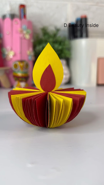 DIY paper Diya 🪔 Diwali decoration ideas #diy #craft #diwali #papercraft #diya #paperart
