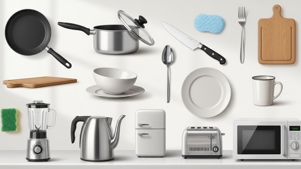 Learn Kitchen Item Names in English | 150 Kitchen Items with Audio | Listen & Repeat