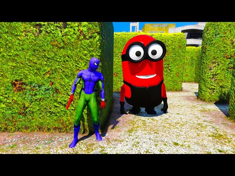 GTA 5 Epic Ragdolls RED SPIDERMAN VS RED MINION VS GREEN MINION (Euphoria Physics & Funny Fails)#72