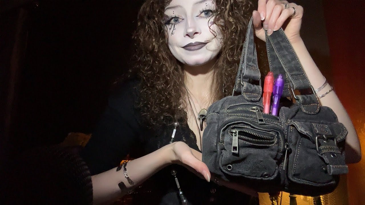 ASMR | What’s in my bag??? | fabric scratching, personal attention, mouth & lotion sounds, lights.